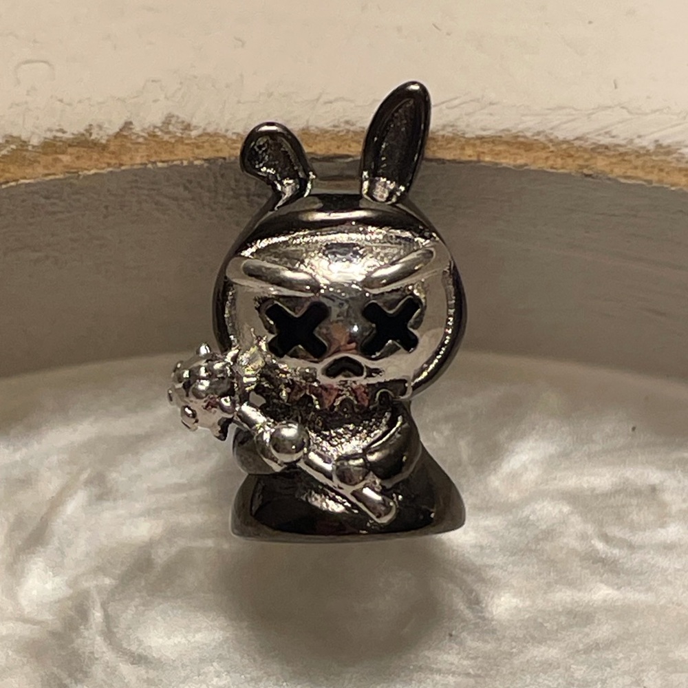 Grim Reaper Bunny Bracelet Charm Sterling Silver Two Tone - Picture 4 of 11